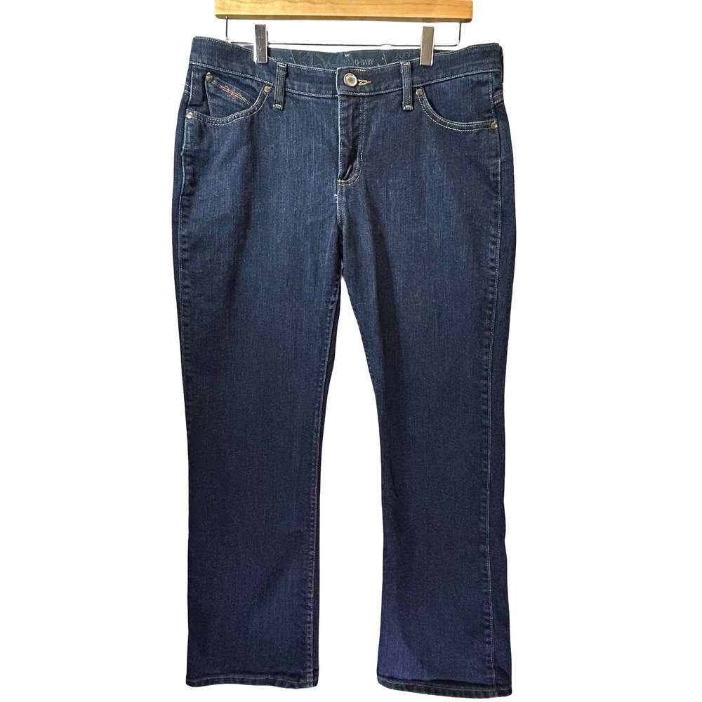 Wrangler Q-Baby Dark Wash Ultimate Riding Jeans No Gap Waist Bootcut 11/12 READ